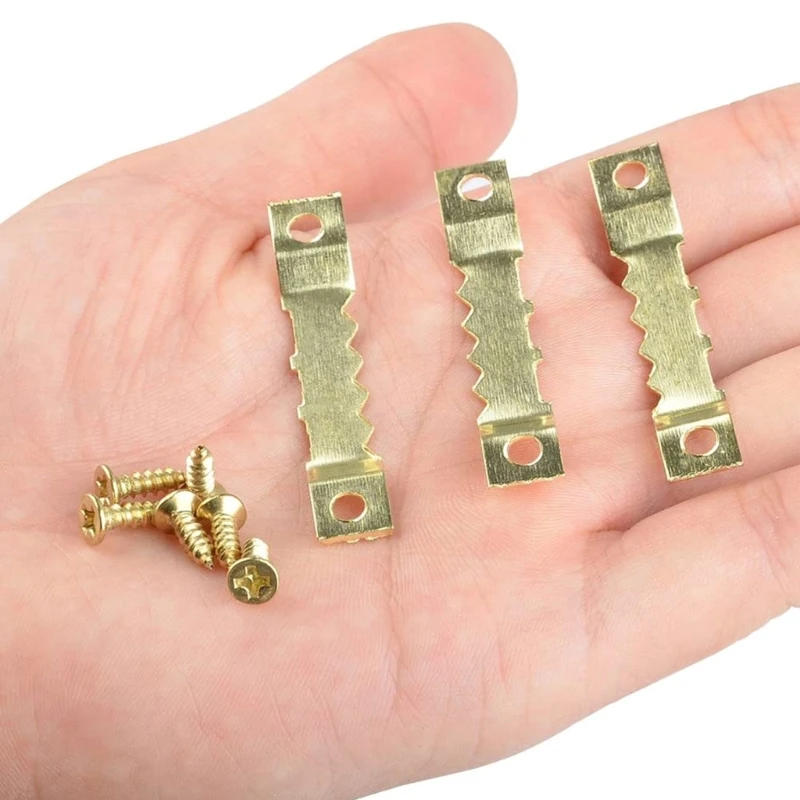 Description Picture 5 of itemPack of 100 Picture Hangers Bulk 100pcs Gold Hangers with 200pcs Screws for Picture Frames Painting