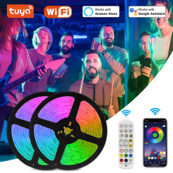 5m 10m  20m Tuya WiFi Smart 5050 LED Strip Light DC12V Work with Alexa Google Assistant Voice Control  RGB Tape Color Changing
