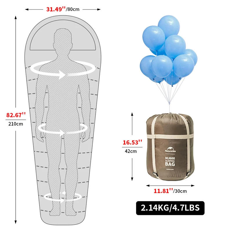 Description Picture 3 of itemNaturehike Sleeping Bag MJ300 -1℃ Lightweight MJ600 -12℃ Mummy Sleeping Bag Outdoor Camping Cotton Winter Warm Sleeping Bags