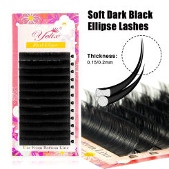 Yelix 6-19mm Ellipse Eyelashes Extension 0.15mm 0.2mm Dark Black Flat Lashes Split Tips False Eyelashes Matte Cashmere Lashes