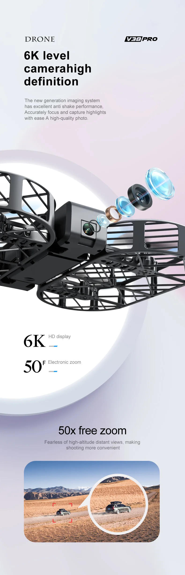 Description Picture 6 of itemV38 mini Drone With Wide Angle HD 4K Camera Remote Control Height Hold Wifi Four Axis FPV RC Foldable Quadcopter Dron Toys Gift