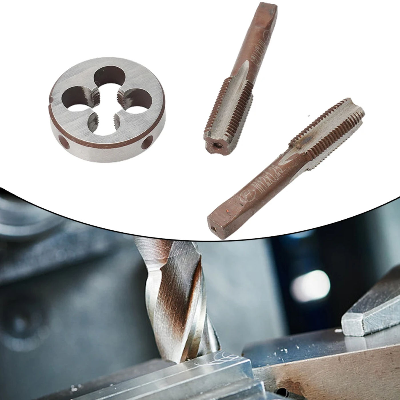 Description Picture 2 of item3pcs Right Hand Thread Tap And Die Set HSS M12 X 1.25mm Taper And Plug Tap And M12 X 1.25mm Die Metric Thread