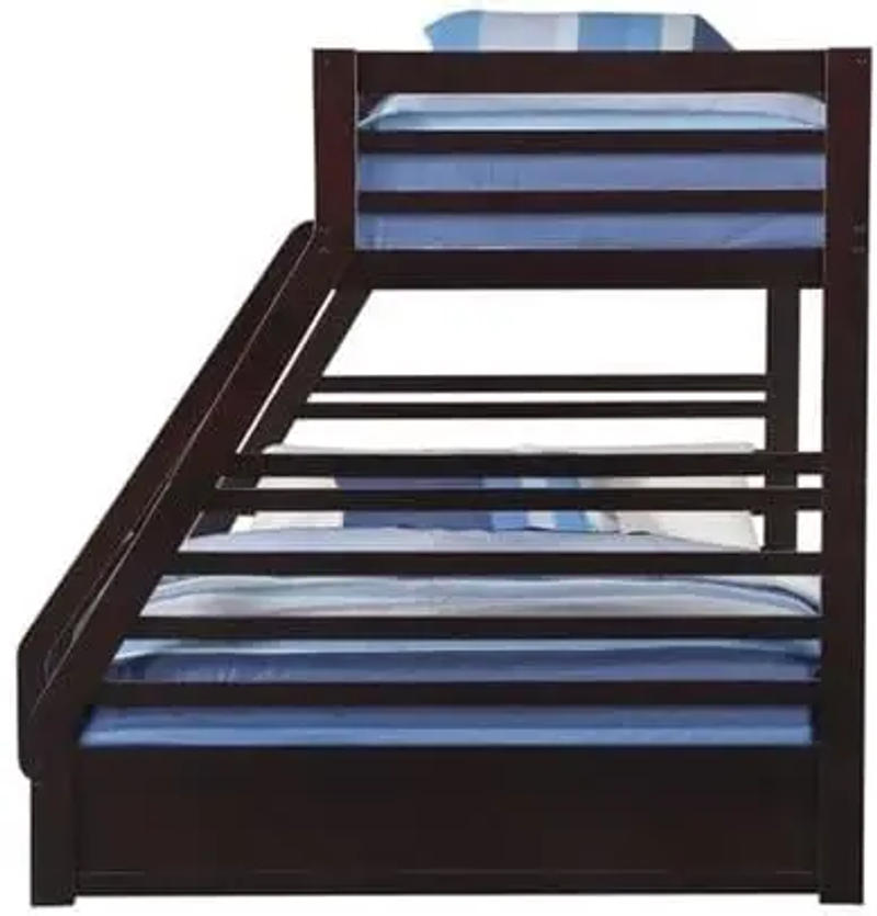 Description Picture 4 of itemTwin Over Queen Size Bunk Bed in Wood with Storage in Espresso 63"L X 83"W X 65"H with Storage Drawers Wood Unisex
