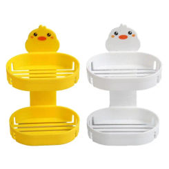Shampoo Bar Holder Dual Tray Design Thick And Waterproof  Wall Mounted  Shampoo Bar Storage Rack With Draining Hole  for Shower