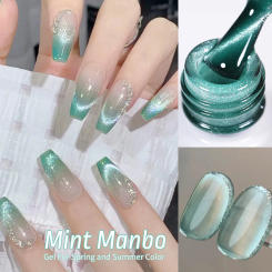 BORN PRETTY Mint Green Color Cat Magnetic Gel Nail Polish Sparkle Glitter Gel Varnis Semi Permanent 10ml for Summer Manicure DIY