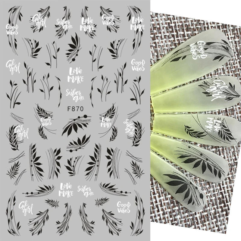 Description Picture 6 of item1PCS Black Flowers Leaves 3D Nail Stickers Nail Decoration Butterfly Snake Stickers Nail Decoration Decals Nail Parts