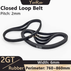 2GT 2MGT Closed Loop Belt Width 6mm Perimeter 760 782 784 800 810 840 848 850 852 860mm Rubber Timing Belt Synchronous Belt