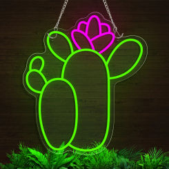 Cactus LED Neon Sign USB Powered Dimmer Switch Wall Decor Night Light For Bedroom Office Botanical Garden Kitchen Garage Gift