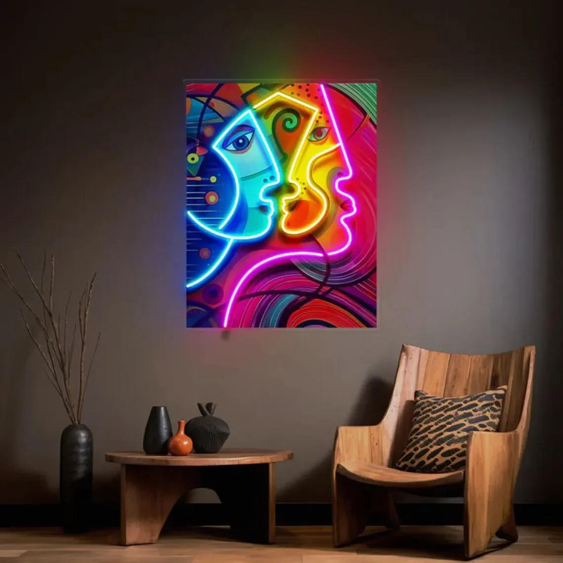 Description Picture 3 of itemCustom Personalized Picasso Couple Portrait Painting Abstract Art LED Neon Sign Pop Art Led Light Sign for Couple and Mom House