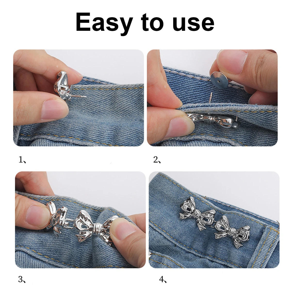Description Picture 4 of itemAdjustable Bowknot Button for Pants and Skirts Waist Tightener Adjustable Waist Buckle for Jeans No Sewing Required