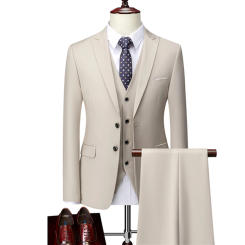 Men British Style Slim Suit 3 Piece Set Jacket Vest Pants / Male Business Gentleman High End Custom Dress Blazers Coat M-6XL