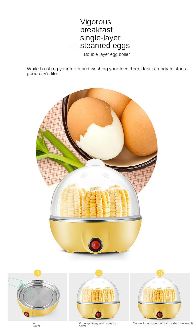 Description Picture 5 of itemElectric Egg Boiler Double Layer Multifunctional Corn Egg Custard Automatic Mini Steamer 14 Eggs Breakfast Egg Cooker