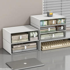 Desktop Storage Boxes Organiser Stackable Drawer Storage Box Transparent Cosmetic Jewelry Desk Supplies Organizer Home Supplies