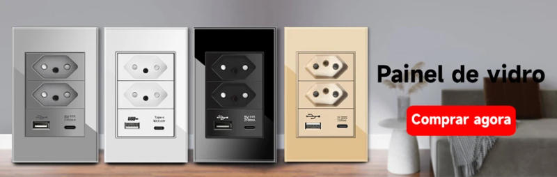 Description Picture 3 of itemDELEFU 4*2 White Tempered Glass Brazil Standard Outlet Dual Usb Type C Wall Socket Light Switch Switzerland 10A 20A