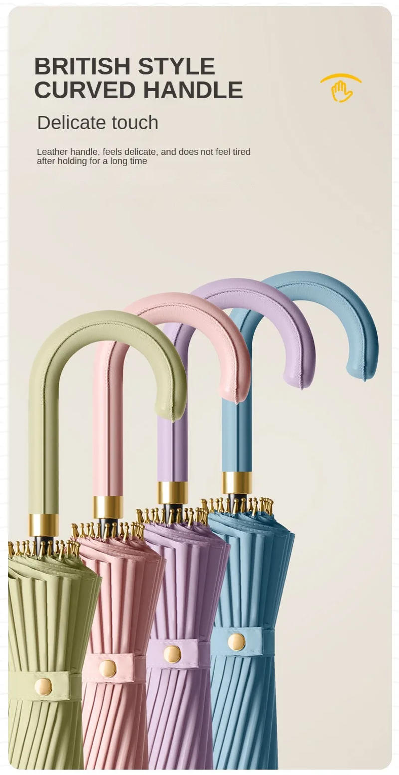 Description Picture 5 of itemLuxury Umbrella Windproof Strong 24 Ribs, Long Handle Rain Umbrella Woman, Semi-Automatic Golf Large Umbrellas Waterproof