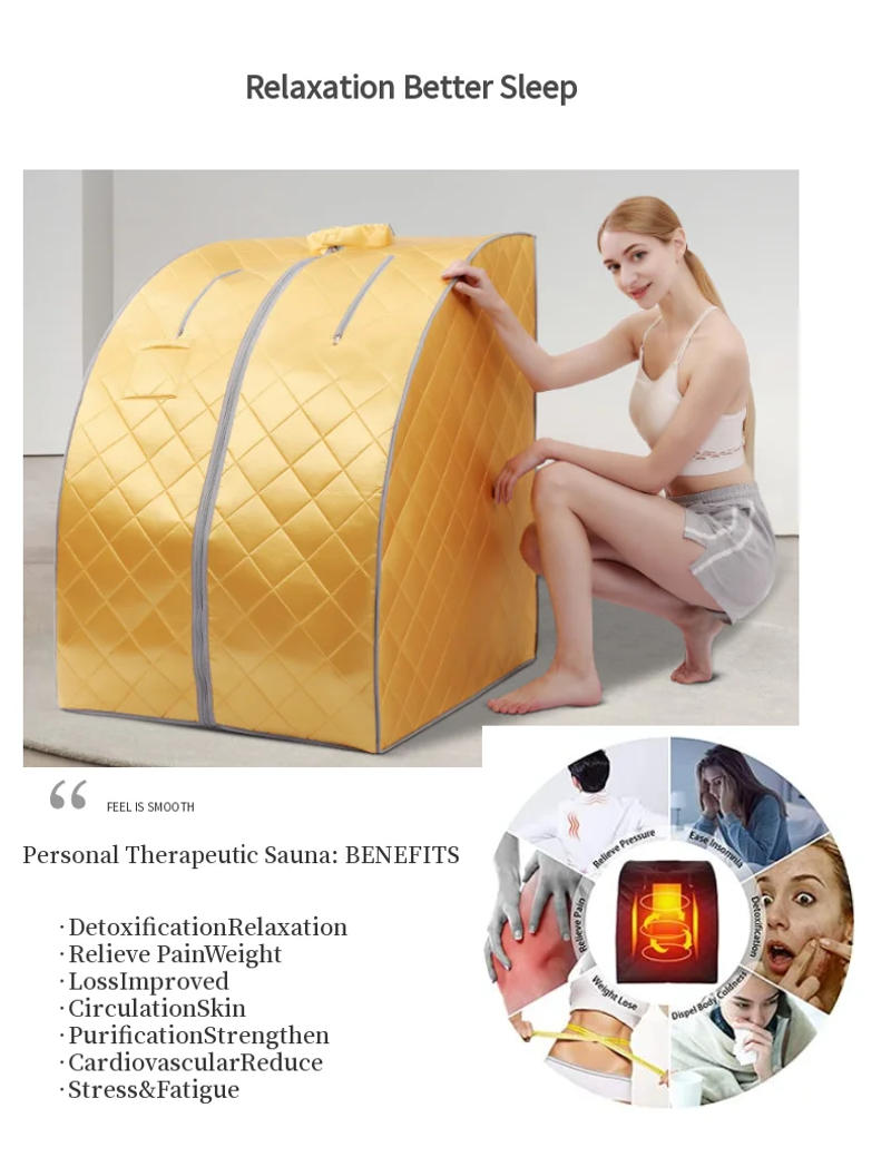 Description Picture 6 of itemOversize Portable Far Infrared Sauna, One Person Home Spa Box for Detox Therapy, Relaxation Better Sleep, with Heating Foot Pad