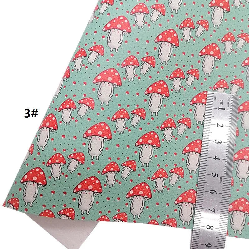 Description Picture 4 of itemAutumn Mushroom Custom Faux Leather Sheets Fall Synthetic Leather Felt Backing Leather For DIY Craft Sheets Mini Rolls W158