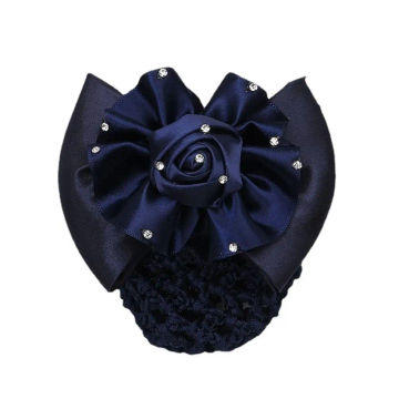 Flower Rhinestone Hair Accessory Headdress Korean Style Spring Clip Girl Bun Cover Snood Ponytail Holder Women Hair Net