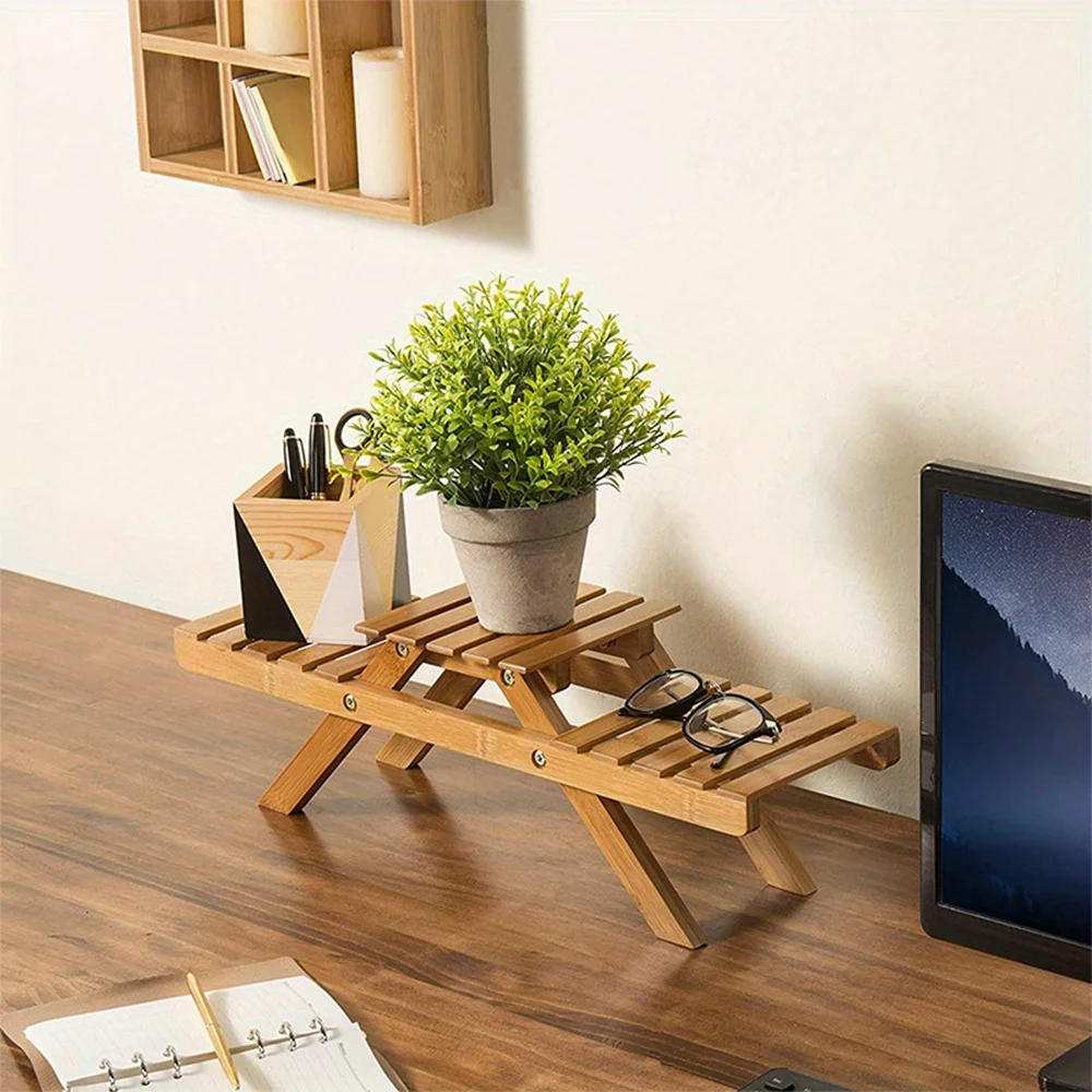 Description Picture 3 of itemBamboo Pot Trays for Multi-Level Indoor and Outdoor Flower Rack for Succulents and Potted Plants, Desk Plant Stand