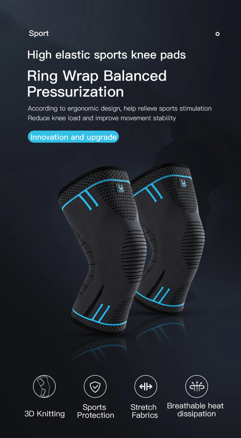 Description Picture 2 of item1 Pcs Compression Knee Support Sleeve Elastic Breathable Knee Pads Brace Springs Gym Sports Protector Basketball Volleyball Run