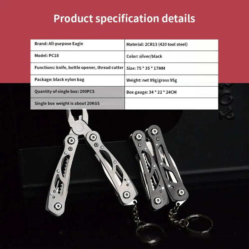 Description Picture 2 of itemPortable Mini Multitool 420 Stainless Steel Multitool Pliers Knife Screwdriver for Outdoor Survival Camping Hunting Hiking Tools
