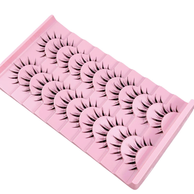 Description Picture 5 of item10 pairs of Devilish style anime false eyelashes C-curls, natural and dramatic effects, transparent stem reusable eyelashes