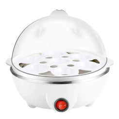 Electric Boiled Egg Cooker Boiler Maker Rapid Heating Stainless Steel Steamer Pan Cooking Tool,White EU Plug