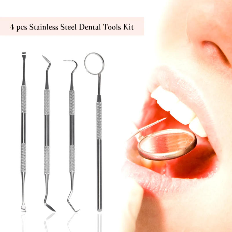 Description Picture 2 of itemStainless Steel Dentist Oral Tools Cleaning Flossing Tartar Removal Easy to Clean Not Easy to Break Dental Oral Mirror Care Kit