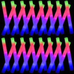 15/20Pcs LED Glow Sticks Bulk Colorful RGB Glow Foam Stick Cheer Tube Dark Light for Xmas Birthday Wedding Party Supplies