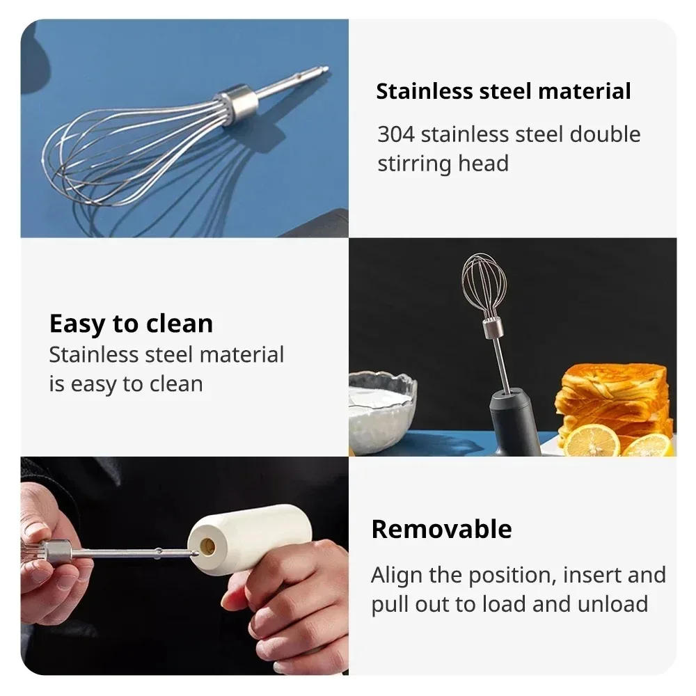 Description Picture 3 of itemportable Handheld Electric Egg Beater Mini Battery Powered Milk Frother Coffee Drink Mixer Milk Foamer Kitchen Tools