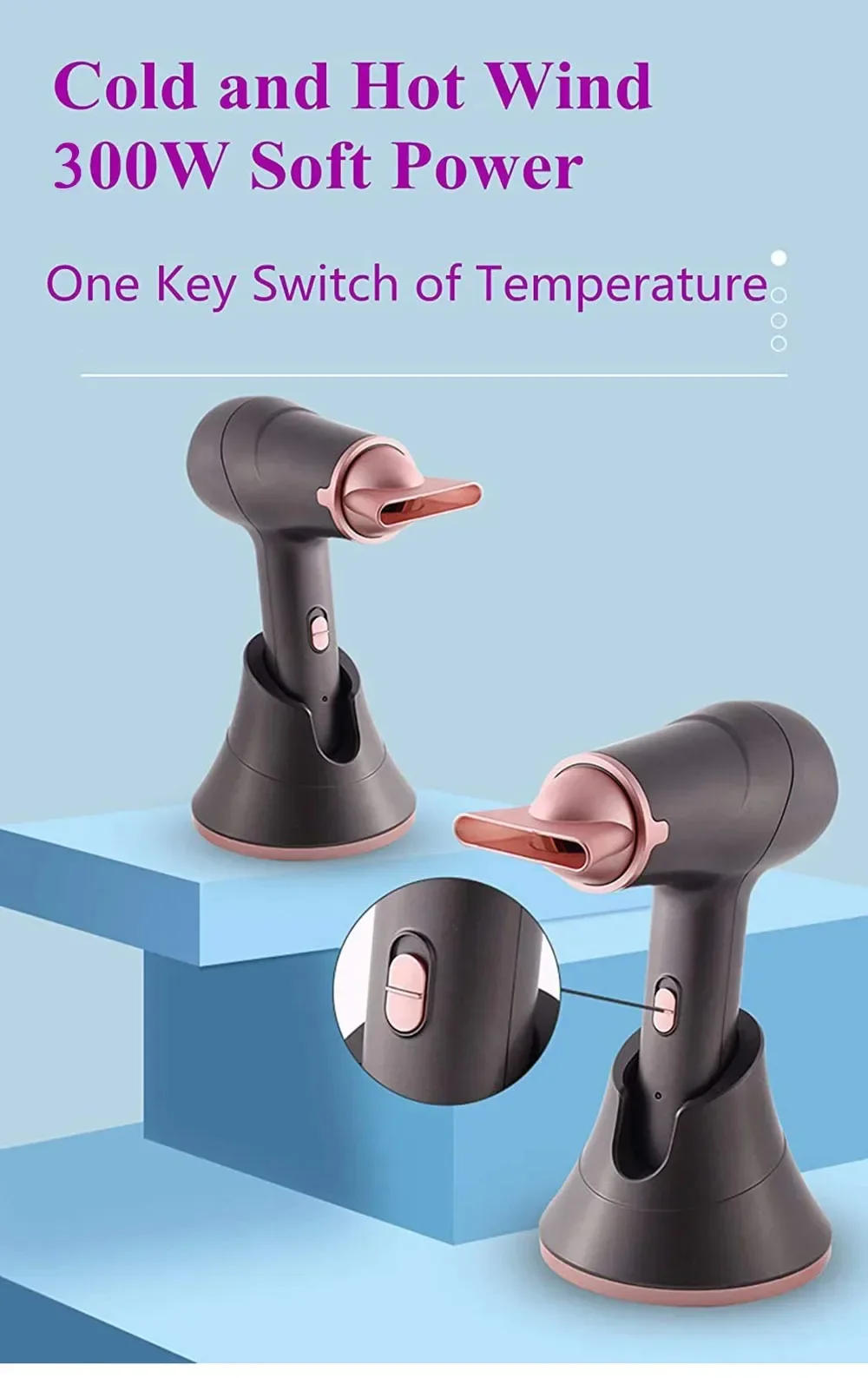 Description Picture 5 of itemPortable Rechargeable Wireless Hair Dryer Travel/Outdoor Wireless Blower Negative Ions Hair Care 300W Hot and Cool Air