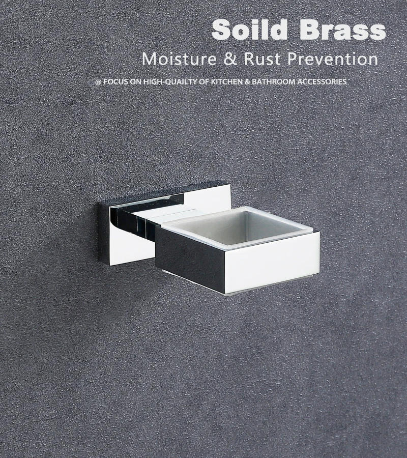 Description Picture 5 of itemHigh Quality Brass Soap Holder Wall Mount Square Ceramic Soap Dish Modern Bathroom Hardwares Accessories