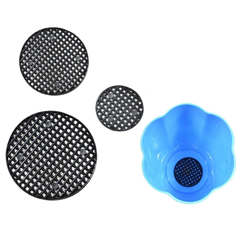 Description Picture 2 of item2.5cm 4.5cm 7.5cm Plastic Mesh Round Flower plant Pot tray Hole Bottom Pad for Bonsai Grid Mat Drainage Netting Hole Screen