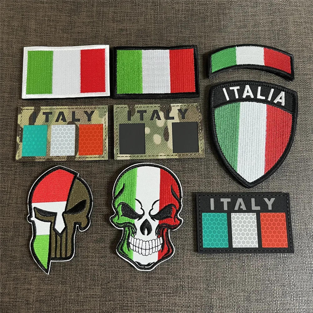 Description Picture 2 of itemItalian Patch Embroidered Flag Italia Reflective Armband Badge Garment Patch Embroidery Hook Loop Military Italy G.I.S