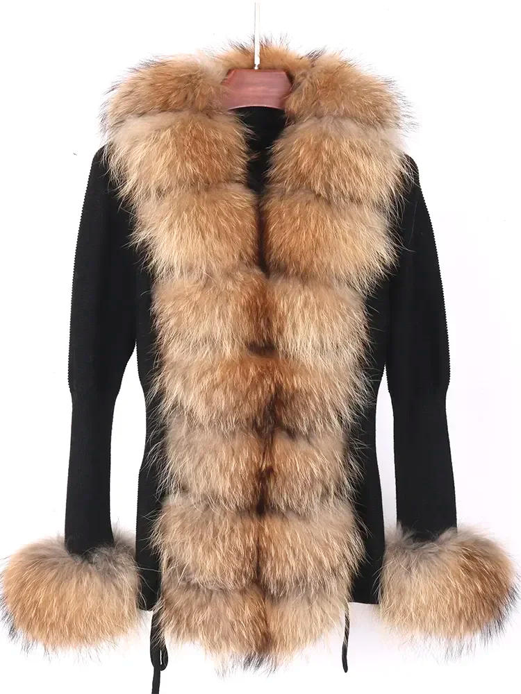 Description Picture 4 of itemHot Sales Lady Knitwear Autumn Winter Sweater Women Real Fox Fur Coat Knitted Cardigans with Natural Fur Fashion Streetwear