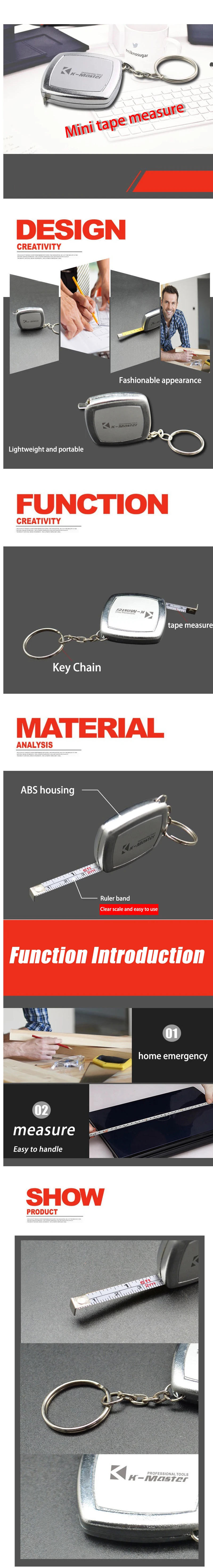 Description Picture 2 of item2 Meters Small Tape Measures Metric and Imperial System Key Ring Mini Steel Tape Measure Pocket Portable Compact Carry Around