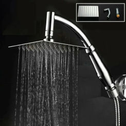 High Pressure Rainfall Shower Head Stainless Steel Square Shower Head Extender Large Curved  Extension high-pressure top spray