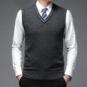 Men 100% Super Fine Merino Wool Vest 2024 Autumn Spring Pure Wool Waistcoat V-Neck Sleevelesss Sweater Man Knit Vests