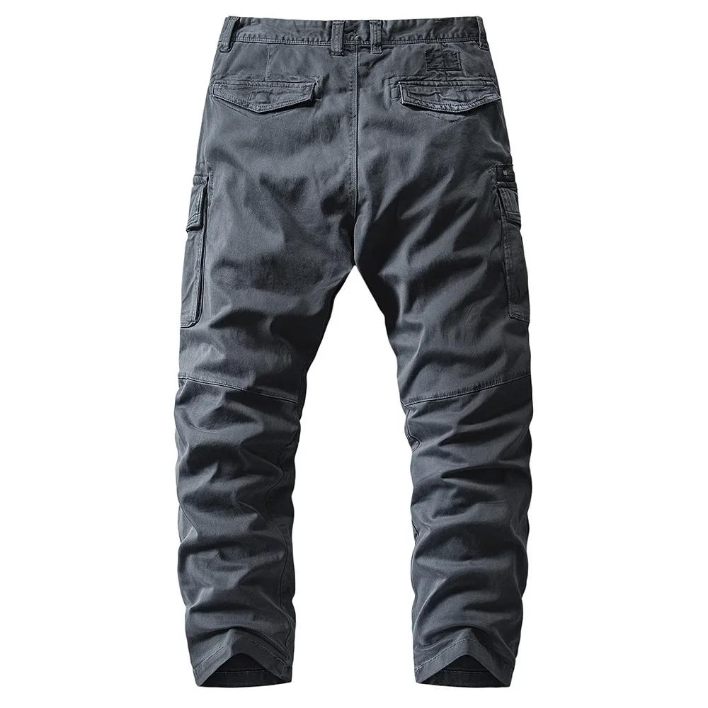 Description Picture 4 of itemMen Cargo Pants Cotton Casual Multi Pocket New Tactical Pants Male Outwear Loose Straight Slacks Long Trousers Training