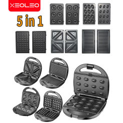 XEOLEO 5 in 1 Electric Waffles Maker 750W Multi-baker Bubble Mini Sandwich/Donut/Panini/Cake Machine Kitchen Bread Non-stick