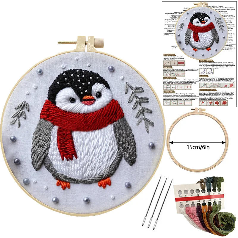 Description Picture 3 of itemChristmas Embroidery Kit Gnome Santa Cross Stitch Kit with Instructions Floss Neddles Kit for Christmas Decor
