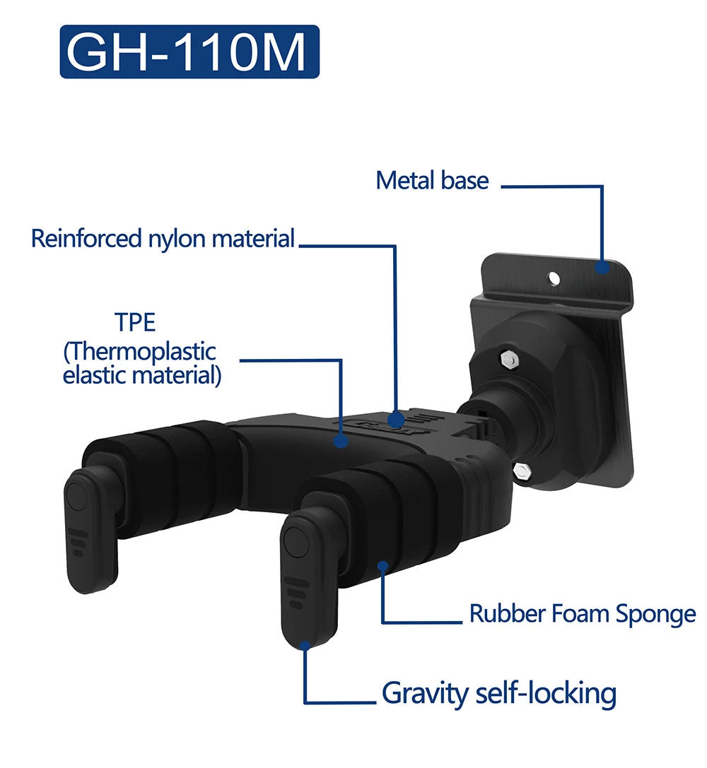 Description Picture 4 of itemGALUX GH-110M Guitar Holder Zinc Alloy Gravity Self-Locking Wall Mount Hook Electric Acoustic Guitars Parts & Accessories