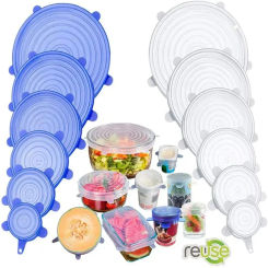6Pcs Silicone Fresh-keeping Cover Reusable Stretch Canning Lids Refrigerator Microwave Airtight Plastic Wrap Kitchen Accessories