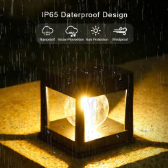 2LEDs Solar Column Head Lights Outdoor, Led Lawn Lamp, IP65 Waterproof Buried Light, for Garden Courtyard Park Column