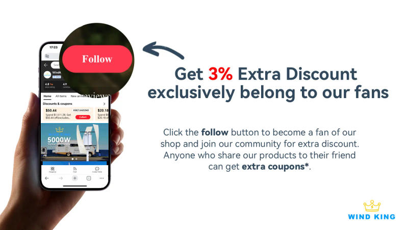 Description Picture 3 of itemWindKing 3000W Wind Turbine Generator 3 Blades Power 3kw 12V 24V Dynamo With Hybrid Solar Charger System For Farm RV Home Use