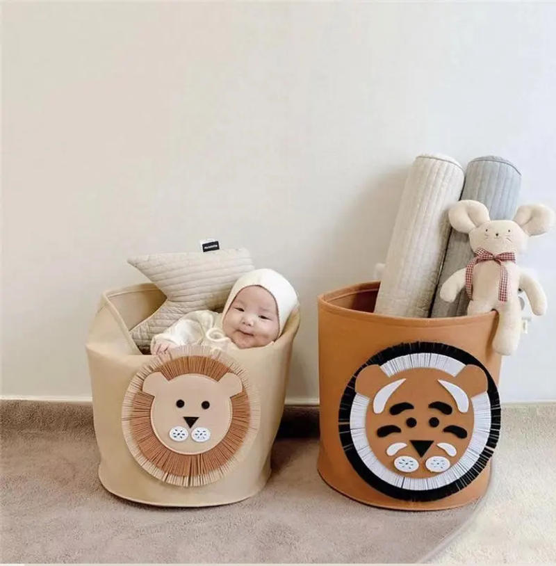 Description Picture 2 of itemCotton animal storage basket cabinet family quay basket container children toys clothing shoes organizer sundry folding storage
