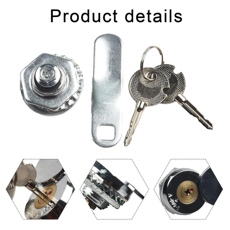 Description Picture 6 of itemUseful High-quality Door Lock With 2 Keys Aluminum Alloy Drawer Cupboard Cabinet Mailbox Lock Cylinder With Cover