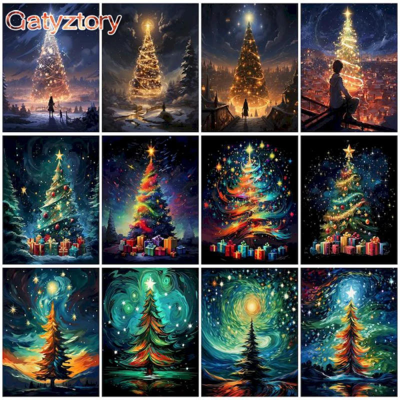 Description Picture 2 of itemCHENISTORY Painting By Numbers Kit Christmas Tree DIY Picture Of Coloring By Numbers On Canvas Acrylic Paints For Adults 2025 Gi
