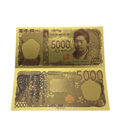 10pcs/lot Nice Color Japan Banknote Yen Banknote in 24k Gold Plated For Collection