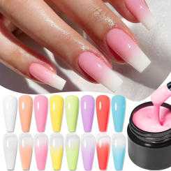BOZLIN 5ml Candy Ombre Puff Gel 8 Colors Spring Summer Pink Purple Paint Semi Permanent For Manicure Nail Art Gel Varnish